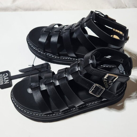 Girls NYC Madden Girl's Black Gladiator Sandals – Size 3 - Picture 3 of 5